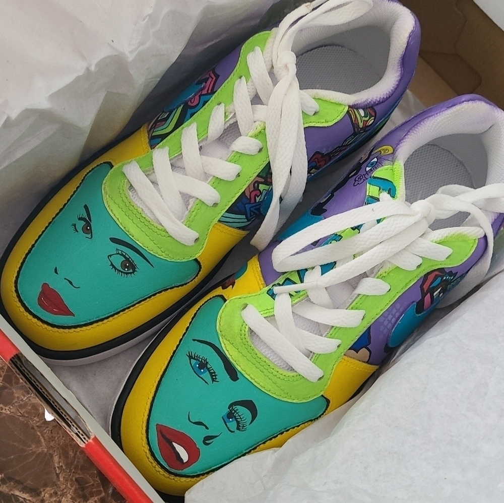Nike custom handpainted shoes size 8 - Picture 1 of 6